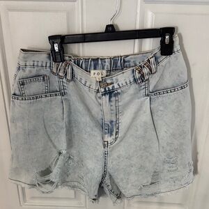 POL Women's Distressed Light Blue Jean Shorts
